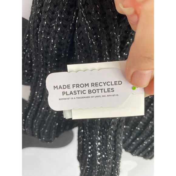 Style & Co NWT Solid Ribbed Muffler Extra Long Recycled Wrap Scarf Black OS New - Picture 5 of 8